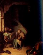 Gerrit Dou An Interior,with an old Woman eating Porridge (mk33) oil